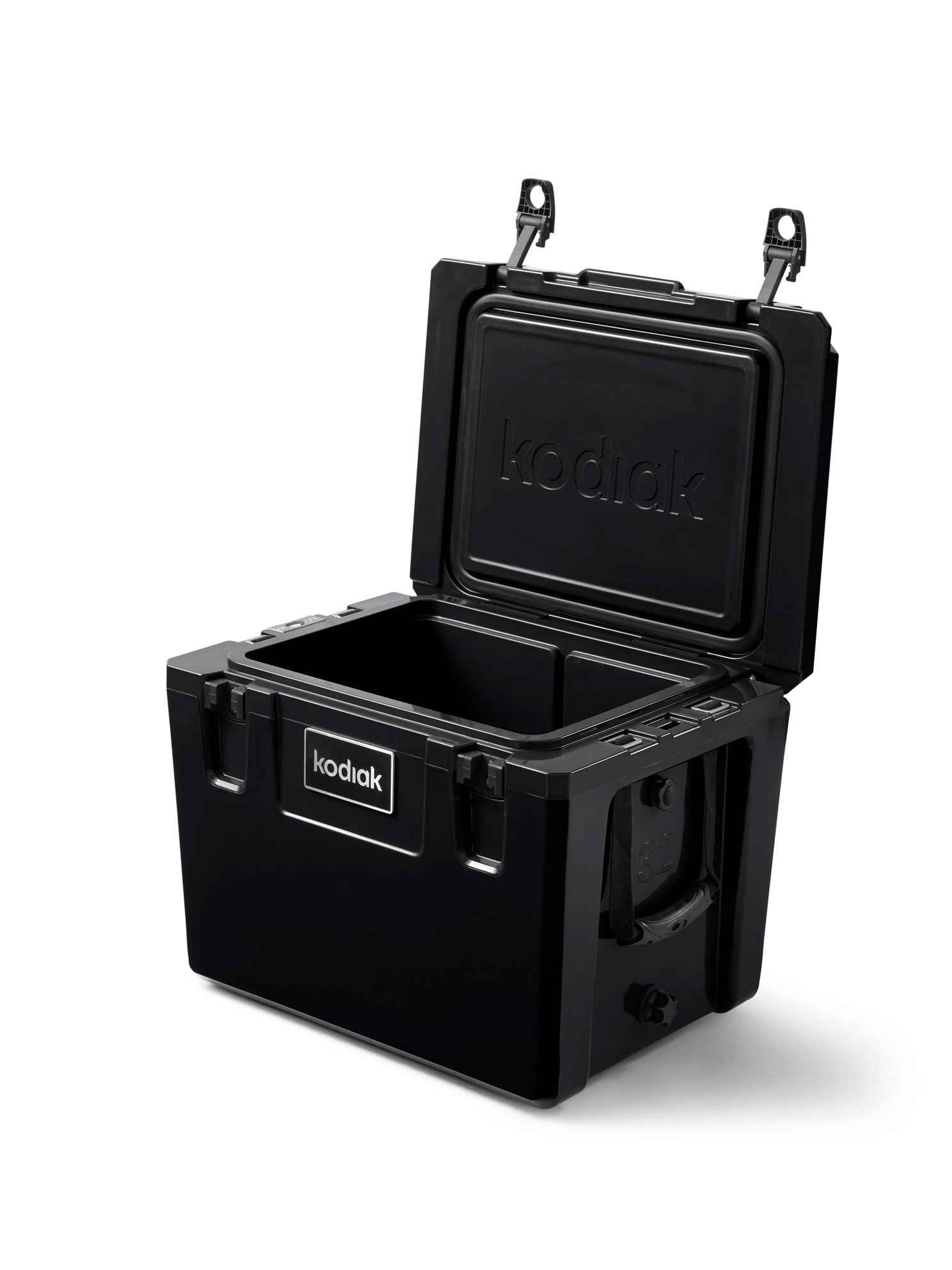Kodiak Hard Cooler 32L Black Heavy-Duty Family-Size Ice Box with Open Lid, 5-Day Ice Retention, Camping Cooler